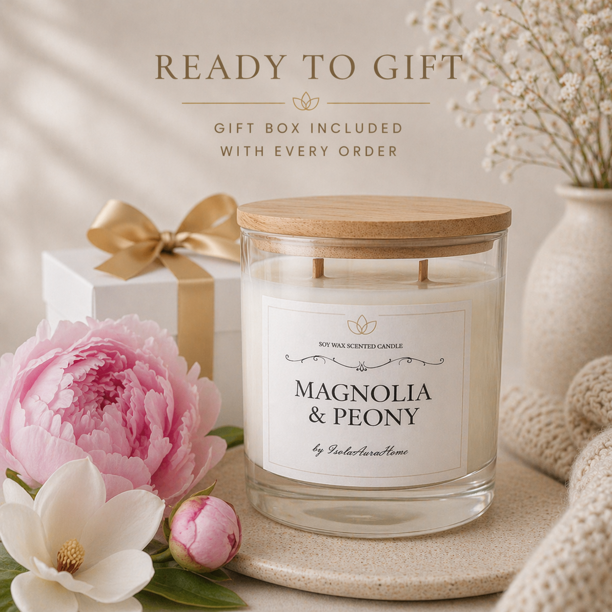 Magnolia & Peony Soy Wax Candle